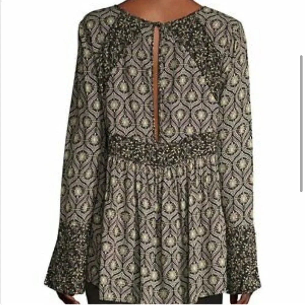 Free People Rolling Hills Bohemian Bell Sleeve Blouse Size Small - Picture 3 of 11